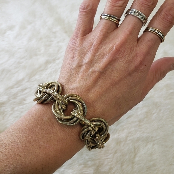VINTAGE Intertwined Chunky Gold Tone Link Chain Bracelet - Picture 2 of 5